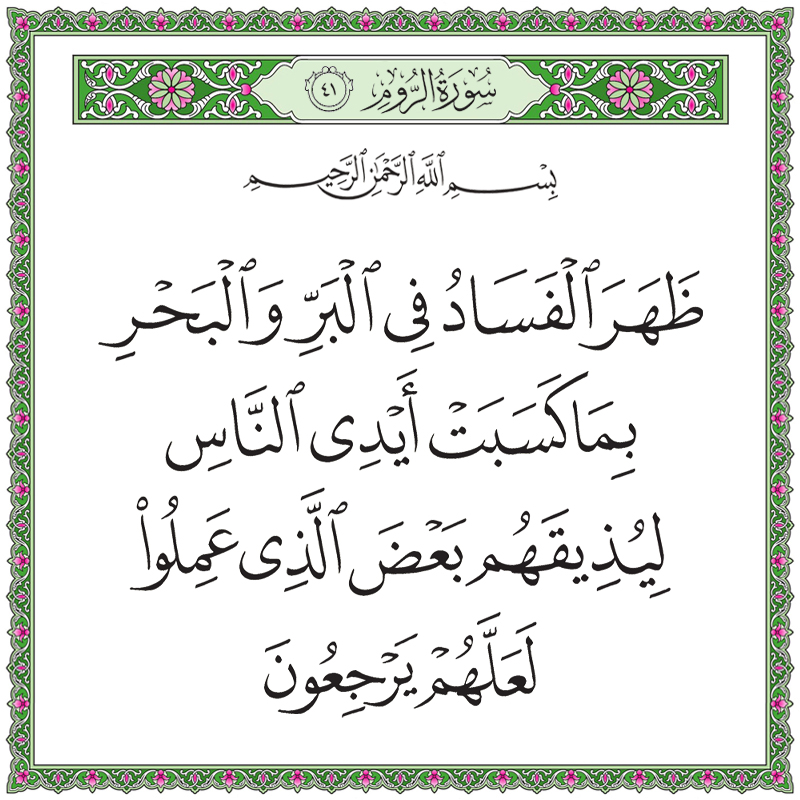 ظهر الفساد في البر والبحر بما كسبت أيدي الناس 030041 1 030041 – القرآن الكريم بدقة غير مسبوقة - جودة عالية جدا